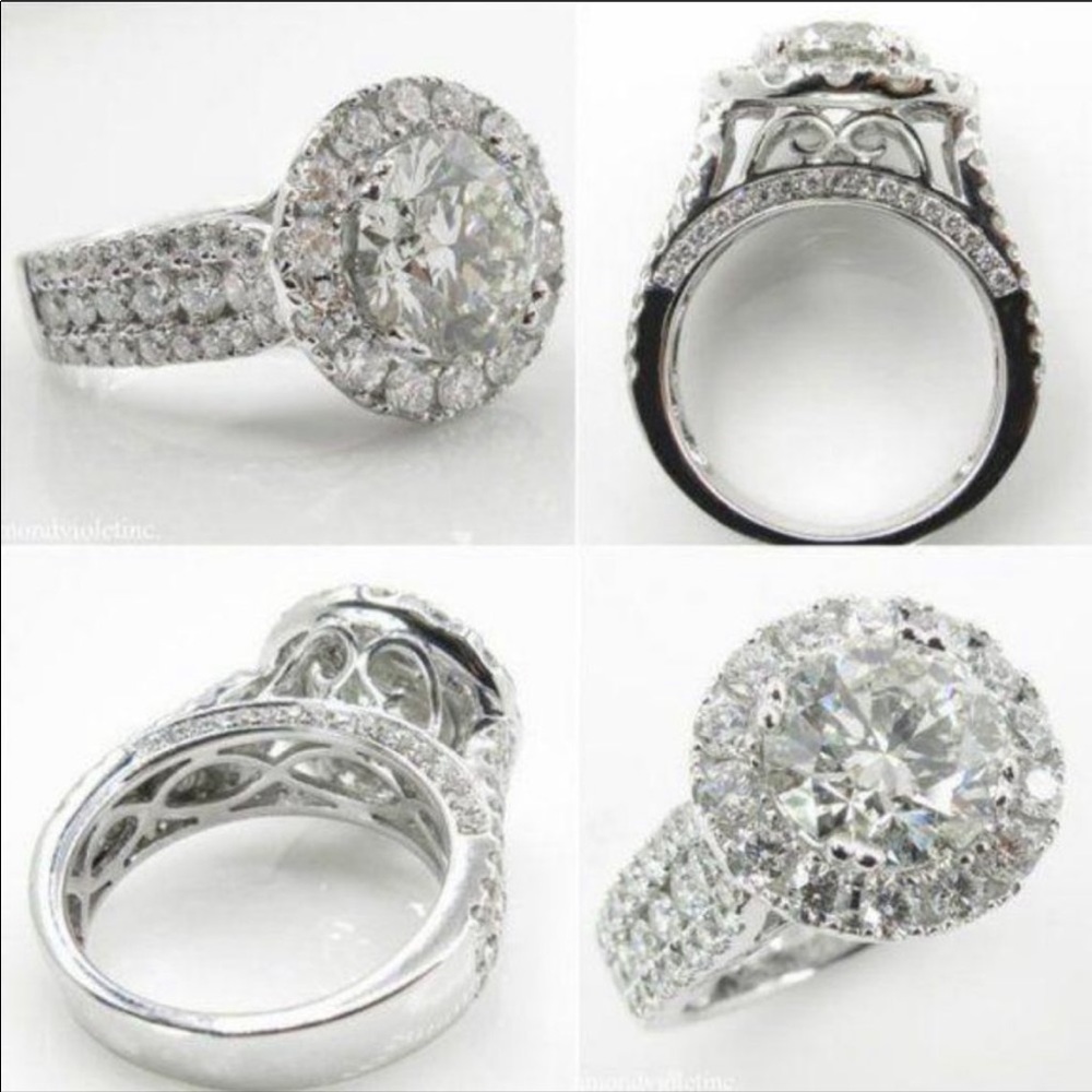 Diamond💎NEW 925 Sterling Silver Round Halo Ring - Picture 3 of 4